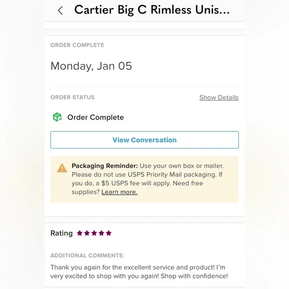 Cartier Big C Rimless Unisex Sunglasses - Picture 7 of 9